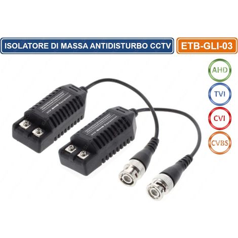 COPPIA TRASMETTITORI PASSIVO VIDEO BALUN CON ISOLATORE DI MASSA ANTIDISTURBO  INCORPORATO AHD TVI CVI CVBS (1/2)