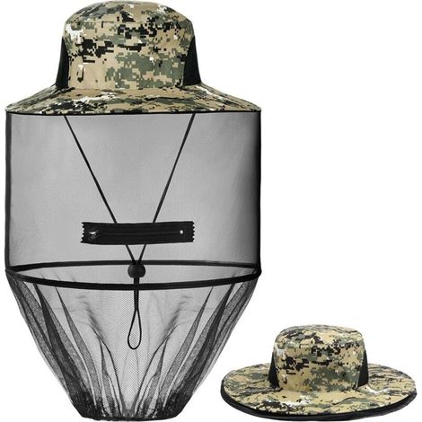 Mosquito Net Hat, Beekeeper Hat, Anti-Mosquito Hat, Beekeeper Hat with Veil, Protective Hat for Outdoor Gardening, Jungle Fishing, Foldable (1/5)