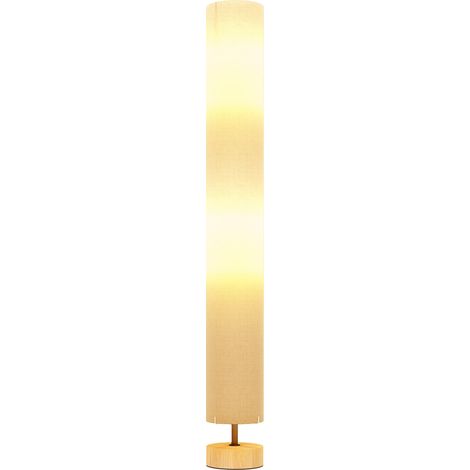 Lampadaire sur pied salon abat-jour lin, interrupteur à pied, 2 x double E27, 120 cm, beige