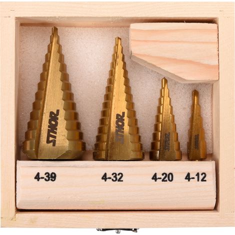 JUEGO DE BROCAS ESCALONADAS DE 4 PIEZAS - W-22617 (1/5)