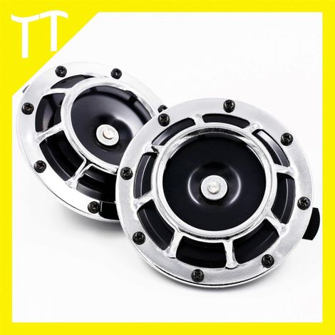 Klaxon électrique compact ultra-puissant 12 V 115 dB compatible motos et voitures (lot de 2), argent