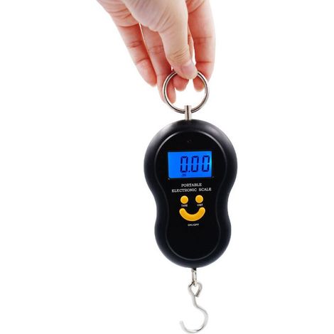 Gepäckwaage, Angelwaage, Hängewaage, Angelwaage, Elektronische Waage, Maximale Tragkraft 50 kg, Kofferwaage, Reisewaage, Heimgebrauch, Schwarz (1/5)