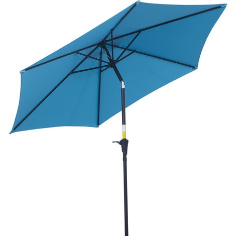 Ombrellone da Giardino Ø260x240 cm con Manovella e Testa Inclinabile in Alluminio e Poliestere Blu (1/5)