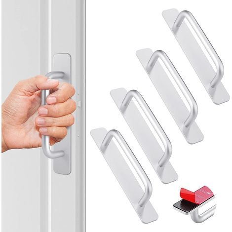 Lot de 4 poignées de porte et tiroir autocollantes en alliage d'aluminium (15 cm, argent)
