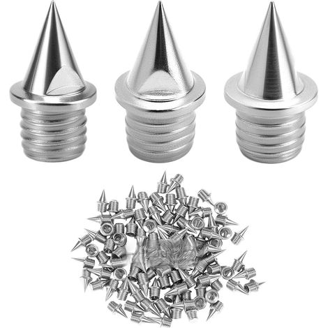 100 Stück Stahl Spike Nägel (6mm) – Silberne Ersatzspikes für Leichtathletik Sportschuhe (1/4 Zoll)