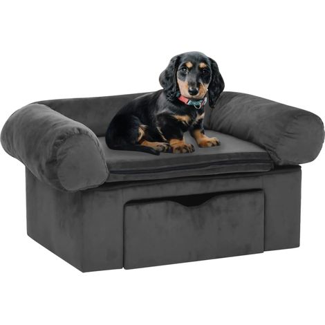 Canapé pour chien Scandinave,Canapé pour animaux avec tiroir Gris foncé 75x50x38 cm Peluche -Q3566 (1/5)