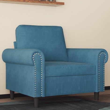 Fauteuil Bleu 60 cm Velours vidaXL
