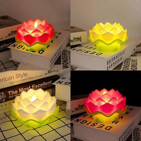 Veilleuse LED artificielle étanche avec fausses têtes de fleurs de lotus flottantes (1/4)