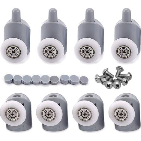 8x Adjustable Dual Roller Shower Door Wheels for Bathroom 25mm (1/5)