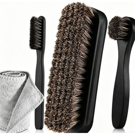 Set de brosses en crin de cheval, brosse dépoussiérante naturelle pour meubles, nettoyage bois et surfaces délicates (1/5)
