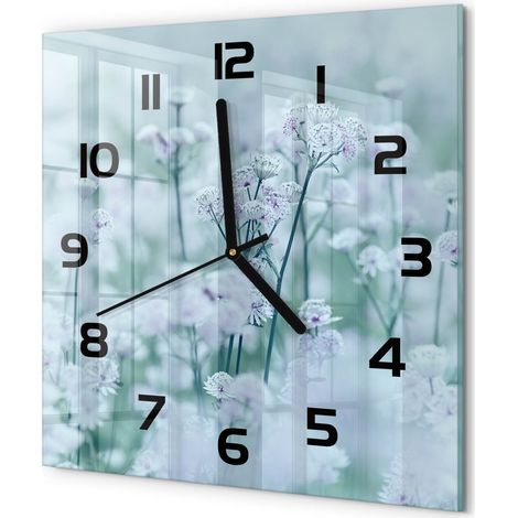 Horloge Murale Carrée Chambre Silencieuse en Verre Sans Tic-Tac Design Moderne Grande renouée 30x30 cm (1/5)