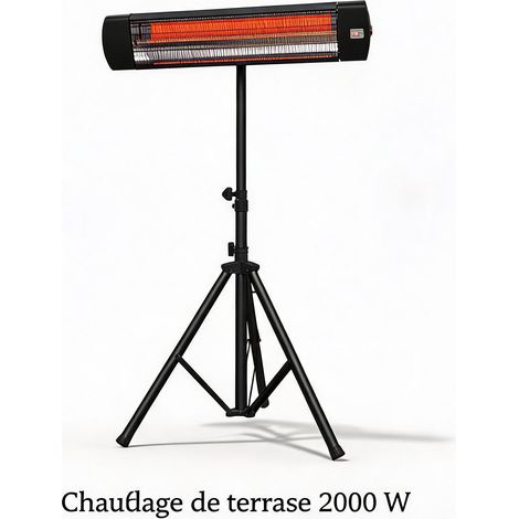 Chauffage Infrarouge sur Pied Réglable 180cm, Radiateur Extérieur Terrasse Jardin Balcon(2000W) (1/4)