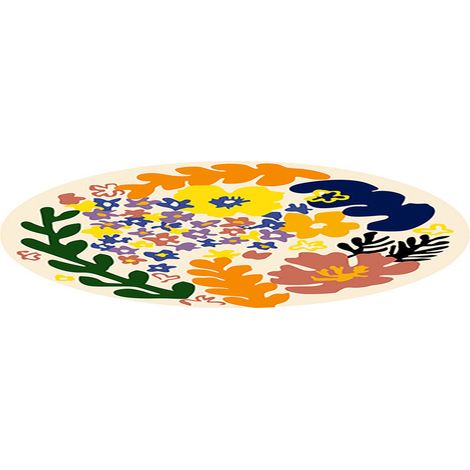 Tapis rond imprimé imitation cachemire pour salon, 60 x 60 cm, motif floral, idéal pour canapé ou table basse. (1/5)
