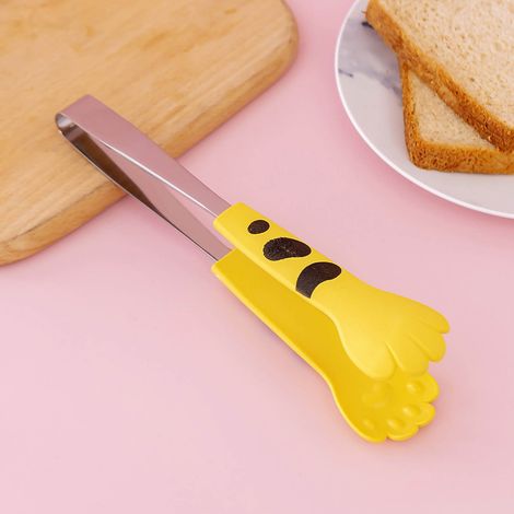 Pince de cuisine en forme de patte de chat, acier inoxydable, idéale pour salade et barbecue, couleur jaune (1/5)