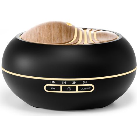 Diffuseur Huiles Essentielles 400ml, Diffuseur Parfum Maison 7 LED, Humidificateur d'air Chambre Ultrasonique sans BPA, Diffuseur d'Arômes pour la Maison et Le Bureau, Noir (1/5)