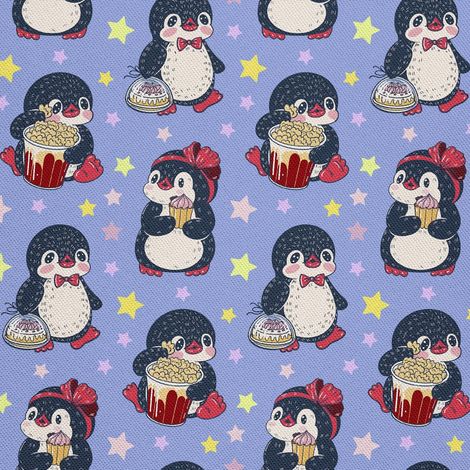 Outdoor Dekostoffe Oxford - Motiv Pinguine mit Popcorn I DX595 (1/5)