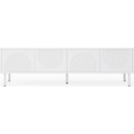 Mueble TV moderno blanco mate 180 cm con almacenaje y gestión de cables (1/5)