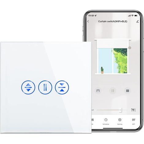Interrupteur de volet roulant Wi-Fi - Pour store vénitien/rideau/commande du moteur de porte - Interrupteur tactile intelligent pour volet roulant - Fonctionne avec , Google Assistant - (1/5)