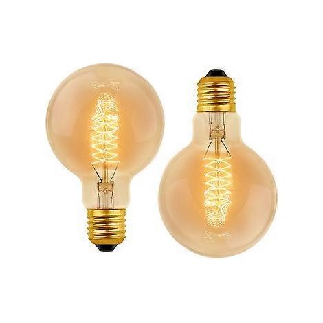 Set mit 2 Vintage G80 E27, 40 W, warmweiß (2700 K), 220 V Wechselstrom, Retro-Glühlampen mit E27-Spiralfassung und Wolframfaden.