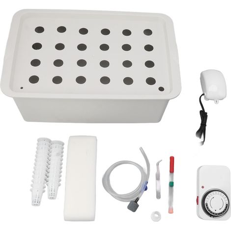 Système hydroponique gris à 24 trous avec minuterie, pompe à oxygène et bac de culture. Prise européenne 220 V. (1/5)