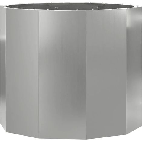 Jardinière ronde extérieure moderne 60 x 60 x 50 cm pratique et durable en acier galvanisé argent (1/5)