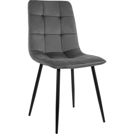 Polsterstuhl Schalenstuhl mit Stoffbezug samt/grau ULLI (1/5)