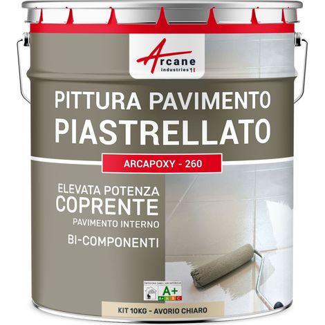 Vernice per piastrelle pavimento, a base di resina epossidica - Arcapoxy Pavimento Piastrellato - 10 kg (fino a 50 m² in 2 strati) Avorio Chiaro - RAL 1015 - ARCANE INDUSTRIES