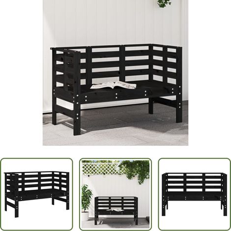vidaXL Kiefer - Gartenbank Schwarz 111,5x53x71 cm Massivholz Kiefer (1/5)