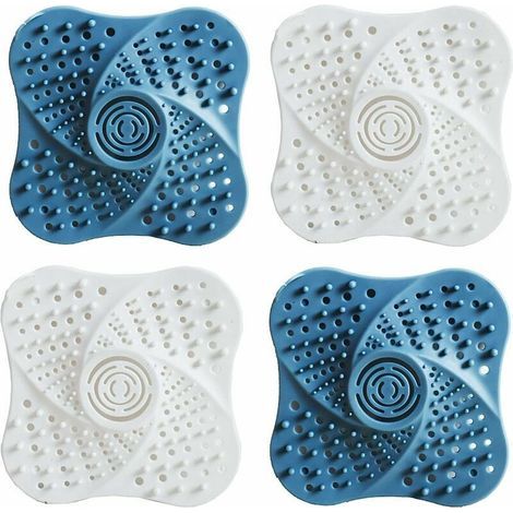 Silicone Tube Drainer Attrape, otutun Couvercles de Drain de Douche, Couvercle pour Bonde avec Ventouse, Passoire pour évier en Silicone pour,,4 Pièces (1/5)