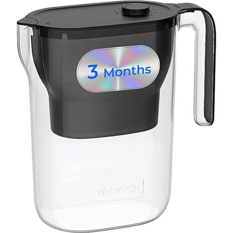 Carafe Filtrante pour Réfrigérateur Pichet eau avec Filtre de 2,5 L Réduit le Fluor Chlore et Plus sans BPA Noir (1/5)