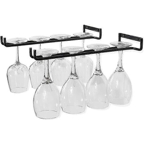Porte-verres à vin mural pour bar - Lot de 2, 30 cm, noir (1/5)