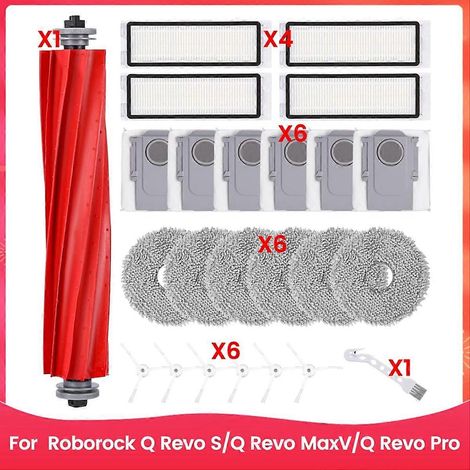 Für Roborock Q Revo S/Q Revo MaxV/Q Revo Pro Saugroboter: Hauptseitenbürste, HEPA-Filter, Wischmopp C (1/5)