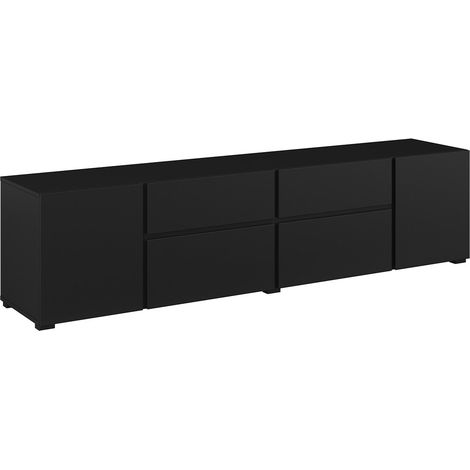 Meuble TV 4 portes 2 tiroirs 195 cm Maxis Noir (1/5)
