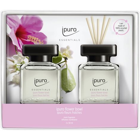 ipuro ESSENTIALS Raumduft Set Flower Bowl 2 x 50ml Lufterfrischer Duftstäbchen (1/2)
