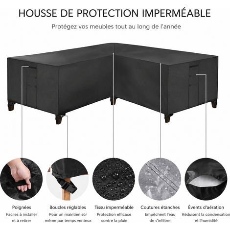 Housse de canapé d'angle de jardin 270 × 270 × 90 cm en tissu Oxford 420D noir noir 270 90cm420d 30 × 20 × 3 cm 1,9 kg – Livraison gratuite