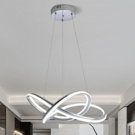 TrAdE Shop Traesio - Lampadario Led Moderno Intrecciato 60w Ip20 Cromato Cct Tripla Colorazione Luce A50-a3c -
