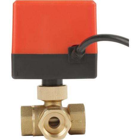 Vanne à bille électrique motorisée 3 voies en laiton DN15 G1/2" 220VAC pour régulation de débit (1/5)