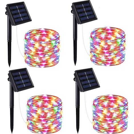 Lot de 4 Guirlandes Cuivre Noël et Halloween, 20m 200 LED, 8 Modes, pour Jardin, Patio, Solaires (Multicolore) (1/5)