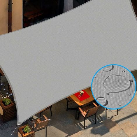 Voile d'ombrage Rectangulaire, Auvent de Terrasse Patio Extérieur Jardin avec Corde, Imperméable et Protection des Rayons UV- Rectangulaire 3x3 m, Gris