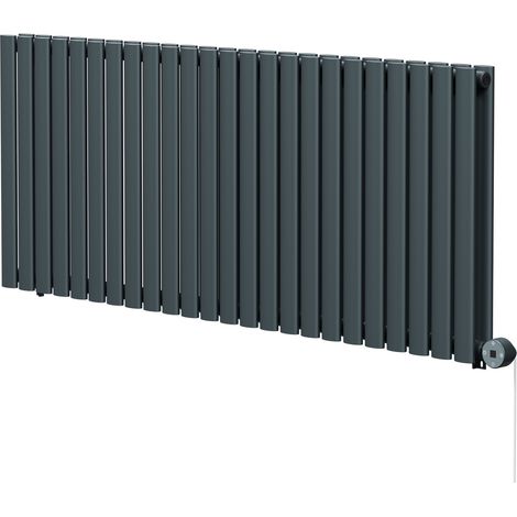 Boone Anthracite 600mm x 1440mm Horizontal Digital Thermostatic Electric Double Panel Radiator (1/5)