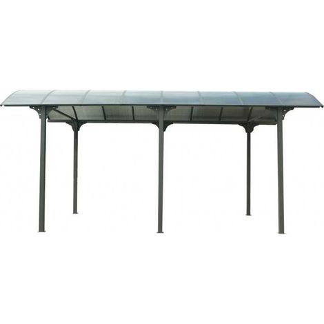 Foresta – Carport aluminium 27,51 m² pour camionnette, camping-car, caravane et bateau – Toit polycarbonate translucide foncé – Hauteur de passage 2,96 m – Gris anthracite