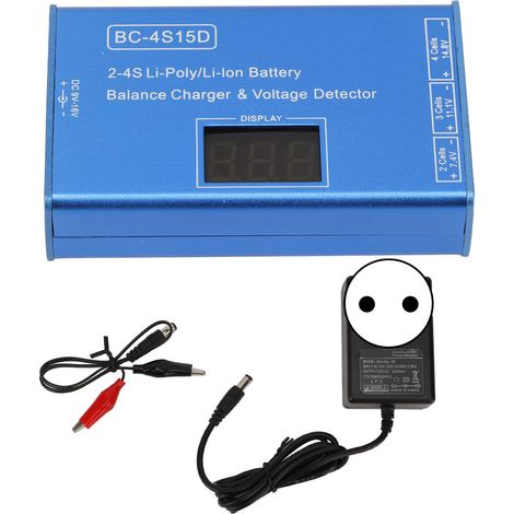 Chargeur d'équilibrage 2-4S avec testeur de tension, écran numérique, AC 100-240V, pour batteries lithium, prise européenne (1/5)