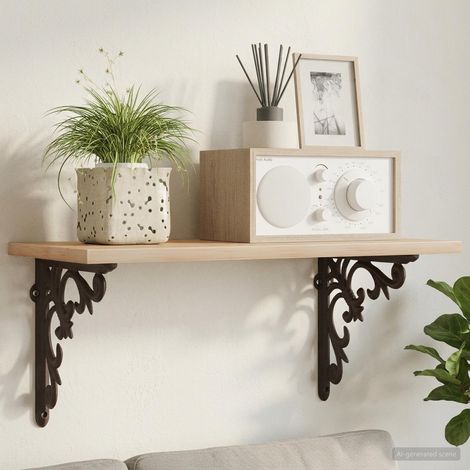 vidaXL Soportes para estanterías de pared 12 uds. Marrón antiguo (1/5)