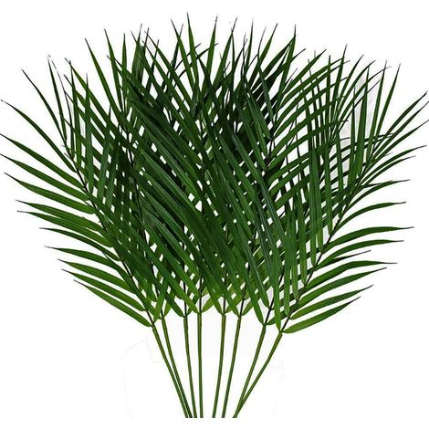 8 tiges de feuilles de palmier Areca artificielles, feuillage tropical, feuilles de palmier, fausses feuilles de Monstera pour composition florale du dimanche des Rameaux, luau hawaïen, mariage sur la (1/5)