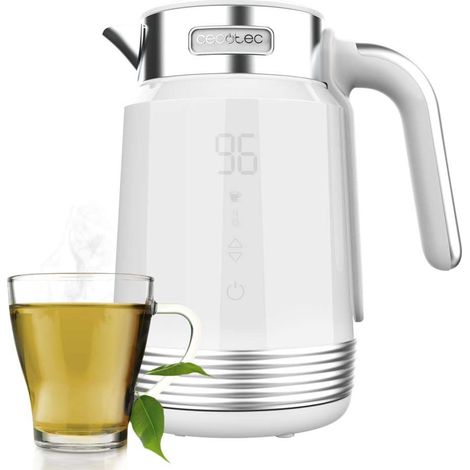 Cecotec Hervidor De Agua de 1,7L Eléctrico ThermoSense 600 Touch White. 2200W, Libre De BPA