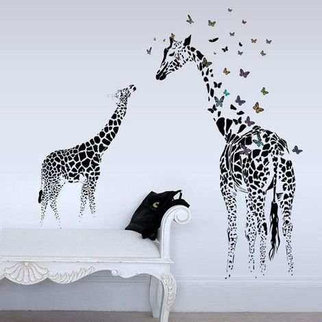 Sticker mural zèbre dessin animé, décoration de chambre, papier peint, art pour fenêtre (1/4)