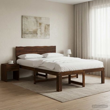 Cama doble con cabecero ROSTOCK Marrón Oscuro 120 x 200 cm (1/5)