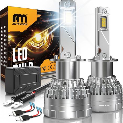 H1 LED Bulbs, 110W 30000LM 6500K White H1 LED Lamps Error Free 12V 24V Car Headlight Replacement for Halogen and Xenon Lamps, 2 Bulbs (1/5)