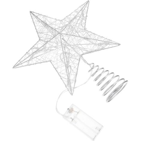 Une décoration de sapin de Noël surmontée d'une étoile lumineuse à cinq branches. (1/5)
