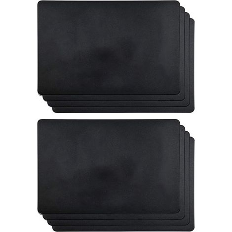 8-teiliges Set hitzebeständiger Platzsets, Platzsets aus Kunstleder, wasserdicht, rutschfest, abwaschbar, Küchenplatzsets (Schwarz) (1/4)